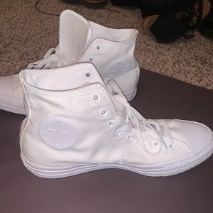 All white converse high top